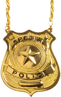 Boland Carnaval/verkleed accessoires Politie sieraden - ketting met badge - goud - kunststof Goudkleurig