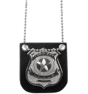 Boland Carnaval/verkleed accessoires Politie sieraden - ketting met badge - zwart - kunststof