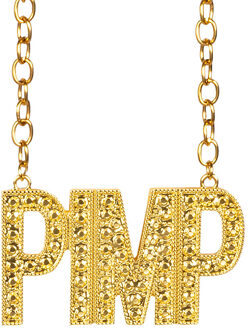 Boland Carnaval/verkleed accessoires Pooier/pimp sieraden - schakel ketting - goud - kunststof Goudkleurig