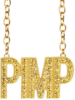 Boland Carnaval/verkleed accessoires Pooier/pimp sieraden - schakel ketting - goud - kunststof