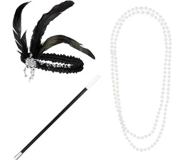 Boland Carnaval/Verkleed accessoires Roaring Twenties - Charleston set - haarband/ketting/pijpje