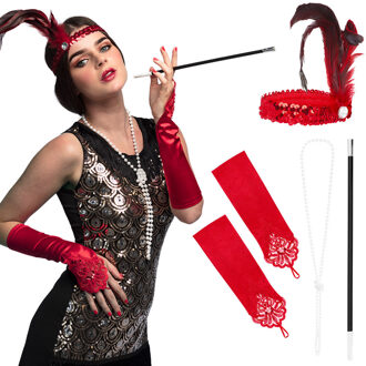 Boland Carnaval/verkleed accessoires Roaring Twenties - Charleston set - haarband/ketting/pijpje