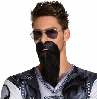 Boland Carnaval verkleed baard - Biker/rocker baard - zwart - met snor