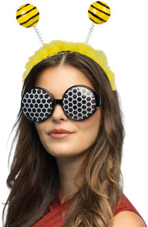 Boland Carnaval/verkleed bij bril en haarband set - zwart/geel - volwassen - foute party