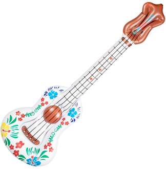 Boland Carnaval verkleed Bloemen gitaar - opblaasbaar - Hawaii - hippie - flower power - 104 cm