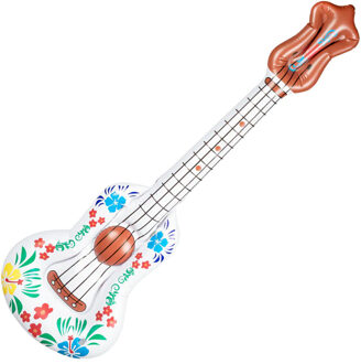 Boland Carnaval verkleed Bloemen gitaar - opblaasbaar - Hawaii - hippie - flower power - 104 cm