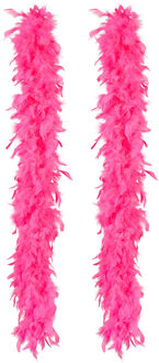 Boland Carnaval verkleed boa met veren - 2x - roze - 180 cm - 50 gram - Glitter and Glamour