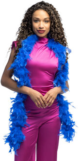 Boland Carnaval verkleed boa met veren - blauw - 180 cm - 50 gram - Glitter and Glamour