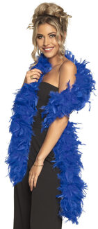 Boland Carnaval verkleed boa met veren - blauw - 180 cm - 80 gram - Glitter and Glamour