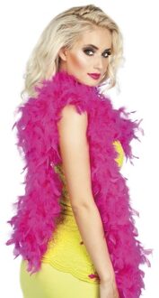 Boland Carnaval verkleed boa met veren - fuchsia roze - 180 cm - 50 gram - Glitter and Glamour