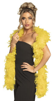 Boland Carnaval verkleed boa met veren - geel - 180 cm - 80 gram - Glitter and Glamour