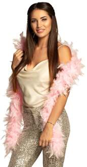 Boland Carnaval verkleed boa met veren - lichtroze - 180 cm - 50 gram - Glitter and Glamour