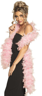 Boland Carnaval verkleed boa met veren - lichtroze - 180 cm - 80 gram - Glitter and Glamour