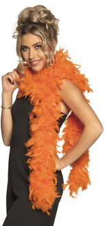 Boland Carnaval verkleed boa met veren - oranje - 180 cm - 80 gram - Glitter and Glamour