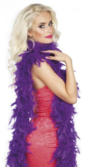 Boland Carnaval verkleed boa met veren - paars - 180 cm - 50 gram - Glitter and Glamour