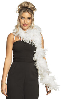 Boland Carnaval verkleed boa met veren - wit - 180 cm - 80 gram - Glitter and Glamour