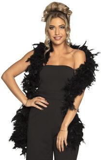 Boland Carnaval verkleed boa met veren - zwart - 180 cm - 80 gram - Glitter and Glamour