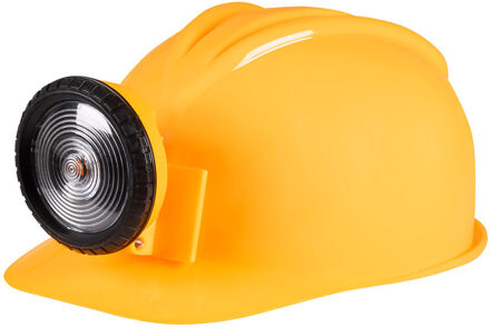 Boland Carnaval/verkleed Bouwhelm met lamp - geel - polyester - voor volwassenen - mijnwerker/bouwvakker