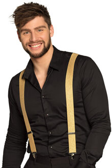 Boland Carnaval verkleed bretels - goud - volwassenen/heren/dames Goudkleurig