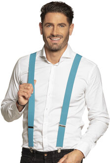 Boland Carnaval verkleed bretels - lichtblauw - volwassenen/heren/dames