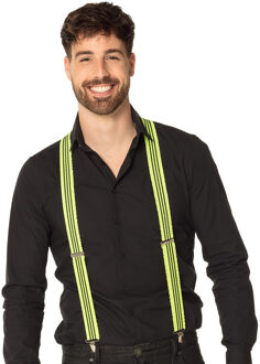 Boland Carnaval verkleed bretels met ruches - neon geel/zwart gestreept - volwassenen/heren/dames