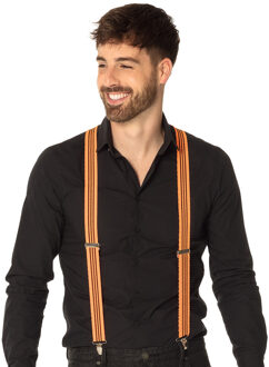 Boland Carnaval verkleed bretels met ruches - oranje/zwart gestreept - volwassenen/heren/dames