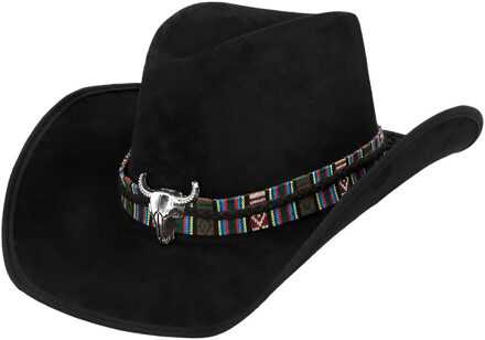 Boland Carnaval verkleed cowboy hoed Rodeo - zwart - volwassenen - polyester - Luxe uitvoering