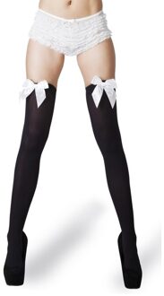 Boland Carnaval verkleed dames kousen - zwart met witte strikjes - Oktoberfest - one size Multi