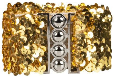 Boland Carnaval verkleed dames riem - goud pailletten - 110 x 5 cm - kunststof Goudkleurig