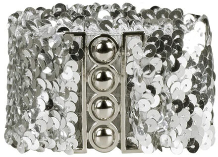 Boland Carnaval verkleed dames riem - zilver pailletten - 110 x 5 cm - kunststof
