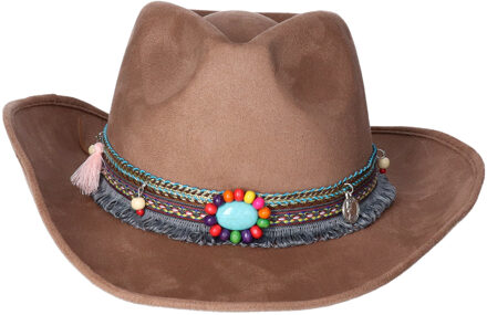Boland Carnaval verkleed festival hippie hoed - voor volwassenen - cowboyhoed Ibiza stijl