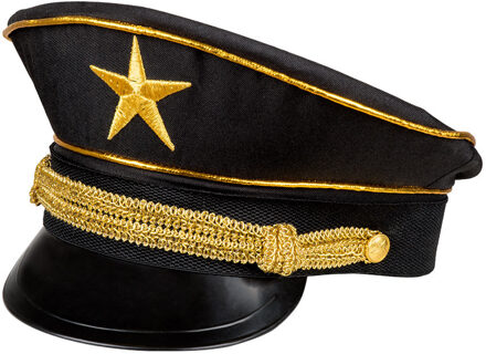 Boland Carnaval verkleed Generaal officier hoed - zwart/goud - volwassenen - Militairen/leger thema
