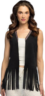 Boland Carnaval verkleed gilet - dames - zwart - themafeest - hippie - M;