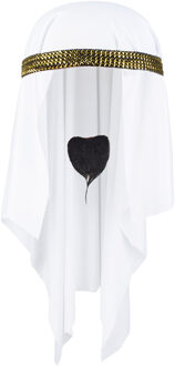 Boland Carnaval verkleed hoed voor een Arabier/Sjeik - hoofddoek wit - heren- met zwart baardje