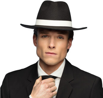 Boland Carnaval verkleed hoed voor een Maffia/gangster - zwart - polyester - heren/dames - de luxe model