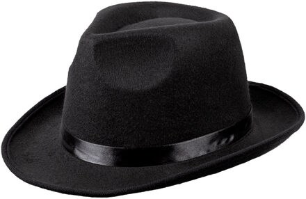 Boland Carnaval verkleed hoed voor een Maffia/gangster - zwart - polyester - heren/dames