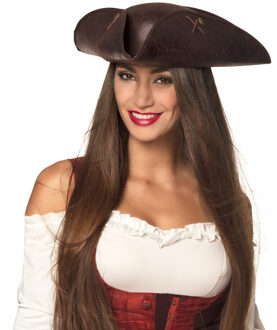Boland Carnaval verkleed hoed voor een Piraat - bruin - polyester - heren/dames