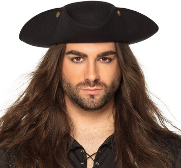 Boland Carnaval verkleed hoed voor een Piraat - zwart - polyester - heren/dames