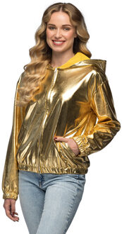Boland Carnaval verkleed jasje Rave - goud - dames - metallic glans Goudkleurig