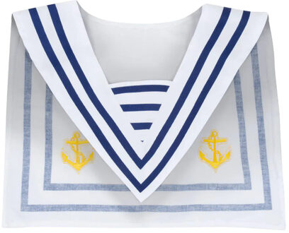 Boland Carnaval verkleed kraag matroos/zeeman - voor volwassenen - wit/blauw - maritiem thema Multi