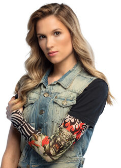 Boland Carnaval verkleed mouwen - Tattoo sleeves tiger tribal - getatoeerde armen - volwassenen