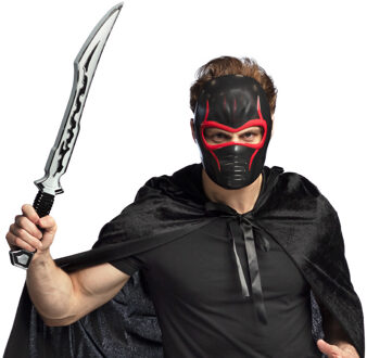 Boland Carnaval verkleed Ninja set - accessoires - zwart - 2-delig - masker en zwaard