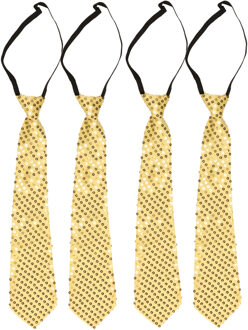 Boland Carnaval verkleed pailletten stropdas - goud - glitters - 40 cm - Foute feest kleding - Glamour Goudkleurig