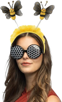 Boland Carnaval/verkleed party bril en diadeem bij - geel - volwassen - foute party