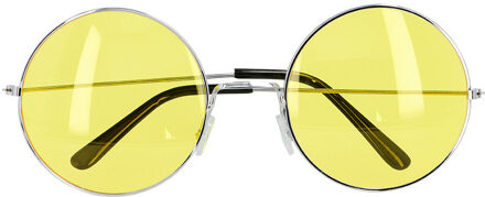 Boland Carnaval/verkleed party bril Lennon - Hippie/sixties thema - geel - volwassenen - ronde glazen