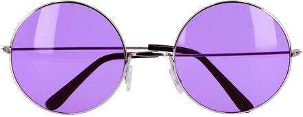 Boland Carnaval/verkleed party bril Lennon - Hippie/Sixties thema - paars - volwassenen - ronde glazen