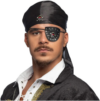Boland Carnaval verkleed Piraten set - bandana en ooglap - volwassenen - themafeest Zwart