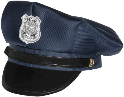 Boland Carnaval verkleed Politie agent hoedje - blauw/zilver - voor kinderen - Politie thema