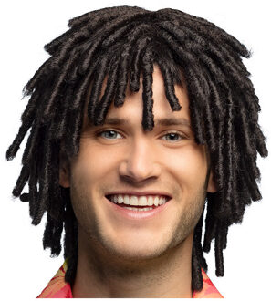 Boland Carnaval verkleed pruik voor heren - Ruud Gullit stijl van vroeger - zwart - dreadlocks