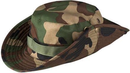 Boland Carnaval verkleed Soldaten hoed Ranger - camouflage groen - voor volwassenen - Militairen/leger them
